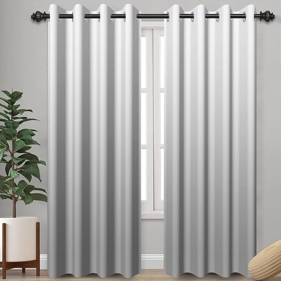 Solid Light Grey Curtains For Living Room, Modern Thermal Insulated Window Drapes For Bedroom, Light Filtering Grommet Machine Washable Curtains For Home Decor 42"W x 84"L (Pack of 2)