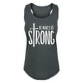 thumbnail image 1 of Solid Light - He Makes Us Strong - Women's Racerback Tank, 1 of 5