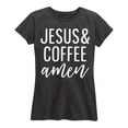 thumbnail image 1 of Solid Light - Jesus And Coffee Amen - Easter - Women's Short Sleeve Graphic T-Shirt, 1 of 5
