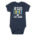 thumbnail image 1 of Solid Light - Jesus Loves Me This I Know - Infant Baby One Piece, 1 of 5