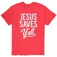 thumbnail image 1 of Solid Light - Jesus Saves Yall - Adult Short Sleeve Tee, 1 of 5