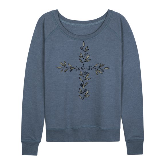 Solid Light - John 13 7 Tree Cross - Ladies French Terry Long Sleeve Shirt