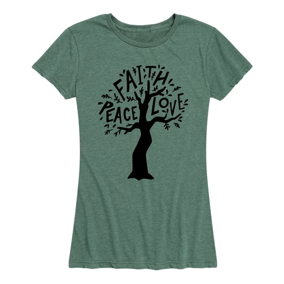Solid Light - Peace, Faith, Love, Tree - Women's Short Sleeve Graphic T-Shirt