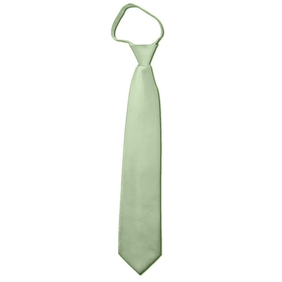 Solid Light Sage Green Men's 17" Zipper Tie