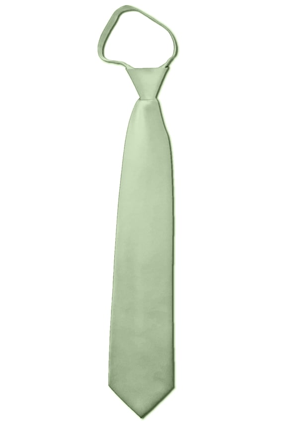 Solid Light Sage Green Men's 17" Zipper Tie