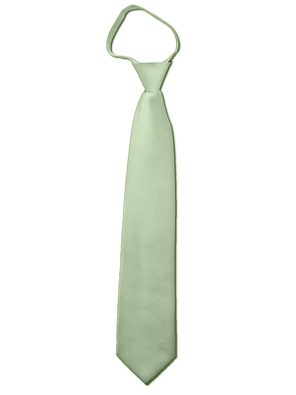 Solid Light Sage Green Men's 17" Zipper Tie