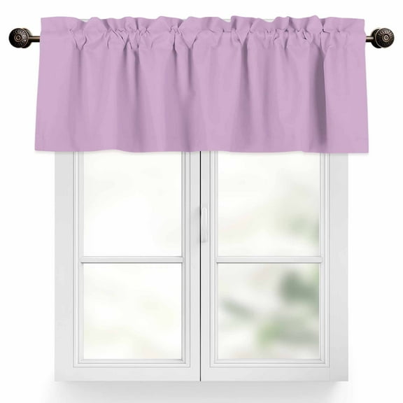Solid Light Valances for Windows, 42 x 12in, Purple Rod Pocket Kitchen Valance Curtain Light Filtering Window Treatments for Living Room Bedroom, 1 Panel