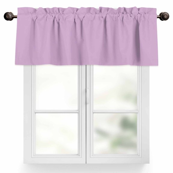 Solid Light Valances for Windows, 60 x 18in, Purple Rod Pocket Kitchen Valance Curtain Light Filtering Window Treatments for Living Room Bedroom, 1 Panel