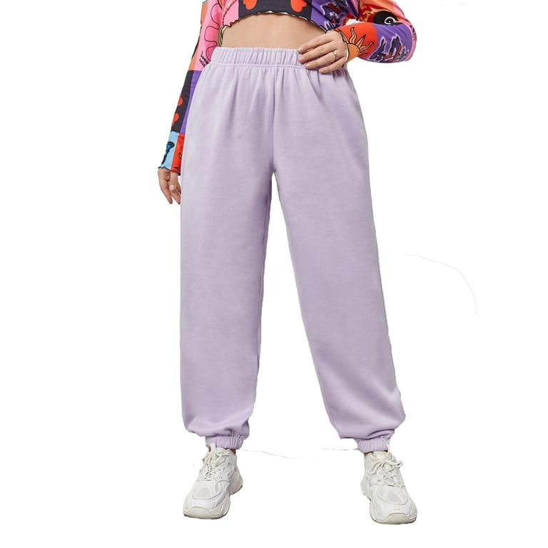 Solid Lilac Purple Plus Size Sweatpants Women s