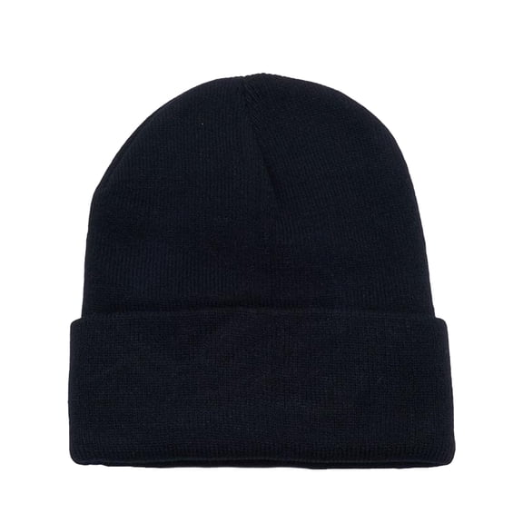 Solid Long Cuffed Beanie Skullies for Men and Women (Black)