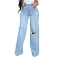 thumbnail image 1 of Solid Loose High Waisted Wide Leg Jeans With Pocket For Women Casual Trousers, 1 of 9