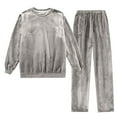 thumbnail image 1 of Solid Loose Pullover Outfits Womens Loungewear Suit 2 Piece Velour Sets Long Sleeve Pullover Tops with Long Pants Outfits Fall Winter Warm Velvet Sleepwear Sweatsuit Gray M, 1 of 7