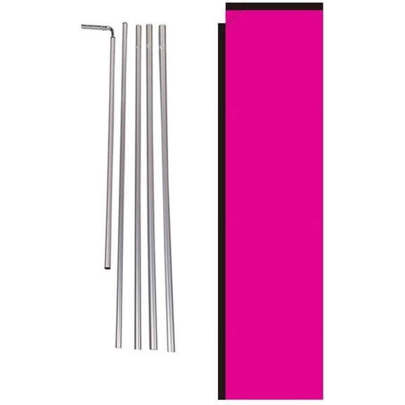 Solid Magenta Outdoor Rectangle Feather Banner Flag Sign with Pole Kit and Ground Spike
