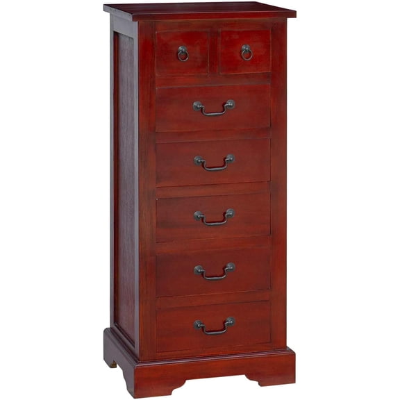Solid Mahogany Chest of Drawers, Brown Painted Finish Drawer Storage Unit, 17.72 x 13.78 x 39.57 in, Fully Assembled