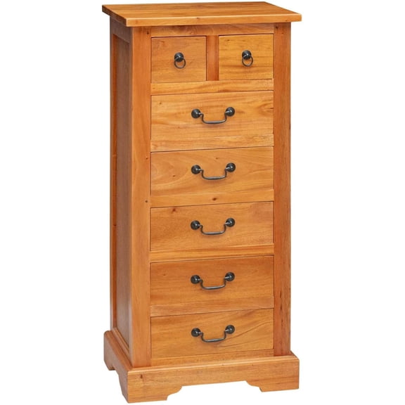 Solid Mahogany Rustic Chest of Drawers with Natural Wood Finish, Mahogany Color, 17.72 x 13.78 x 39.57 Inches, Wooden Storage Chest for Bedroom and Living Room