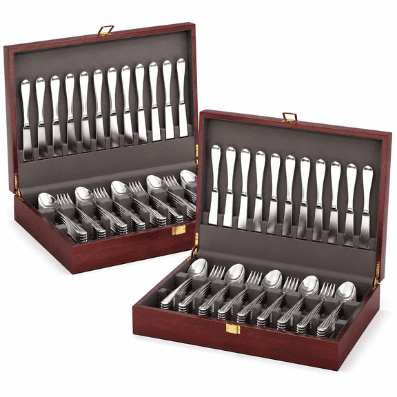 Solid Mahogany Silverware Storage Box,Silverware Chest Case with Lid and Felt Lined,Wood Flatware Storage Box for 12 sets of Utensils,Silverware Boxes for Flatware,Silverware Chest without Silverware