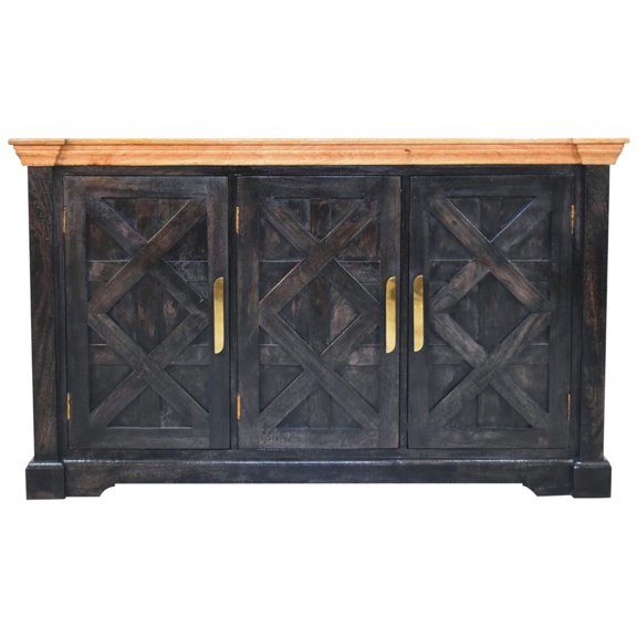Solid Mango Build - Brass Accents - Playroom - Durable Sideboard