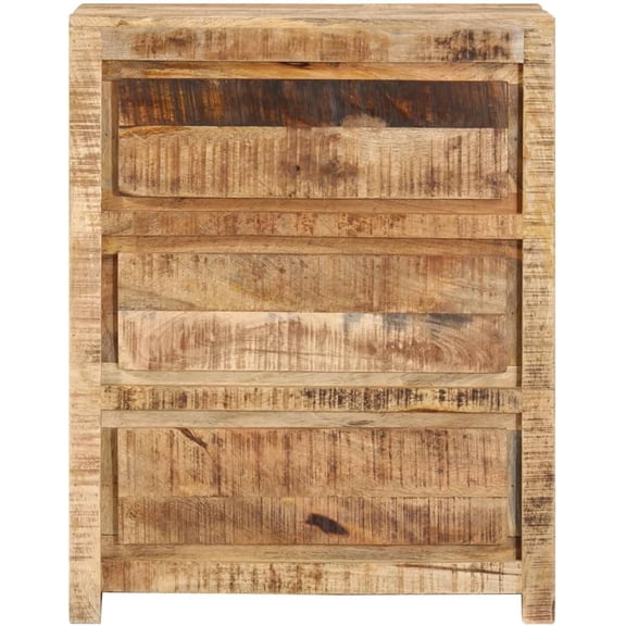 Solid Mango Wood 3-Drawer Cabinet, 23.6x13x29.5 Inch, Simple Design Storage Cabinet for Home