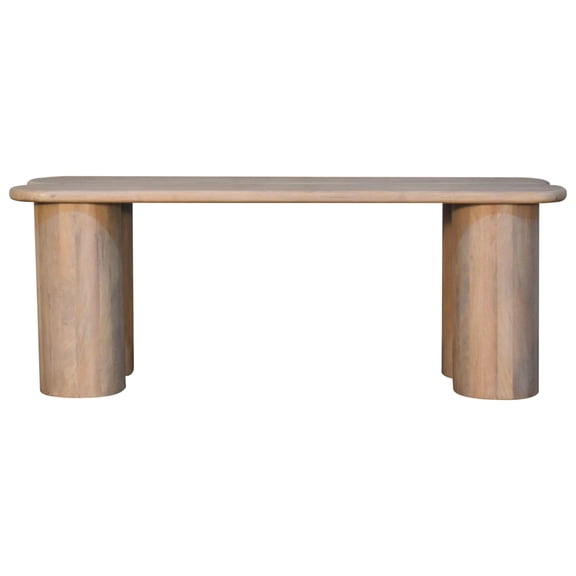 Solid Mango Wood Bench with Cylindrical Legs / Blends Modern and Traditional
