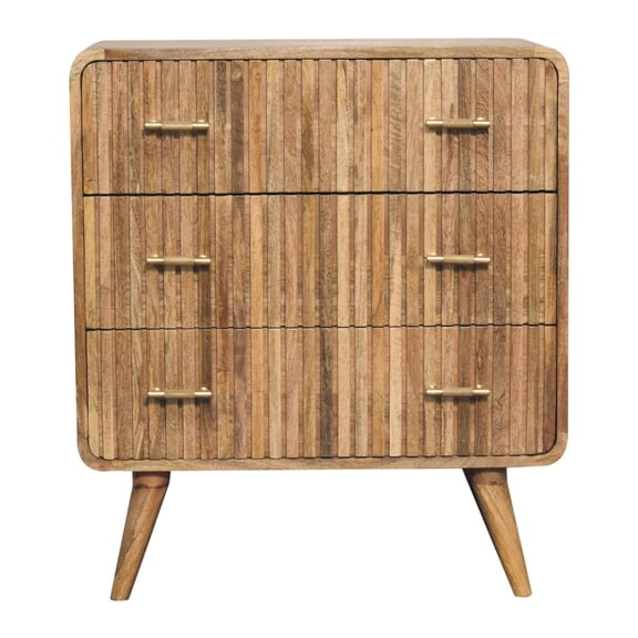 Solid Mango Wood Chest with 3 Drawers / Bedroom Storage and Organization