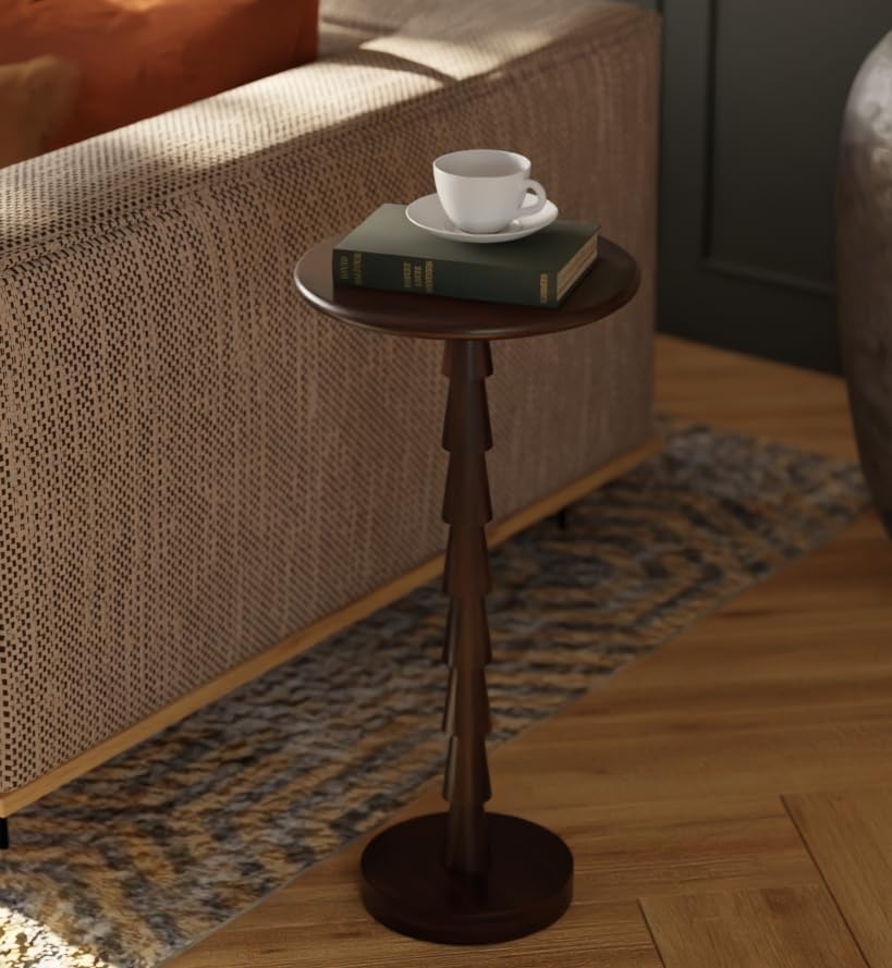 Solid Mango Wood Drink Table - 24 Inches High, Stylish Side Table ...