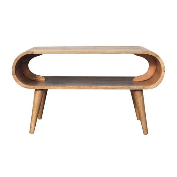 Solid Mango Wood - Open Media Unit for Display - Living Room Decor - Modern Feel and Child - Safe Design