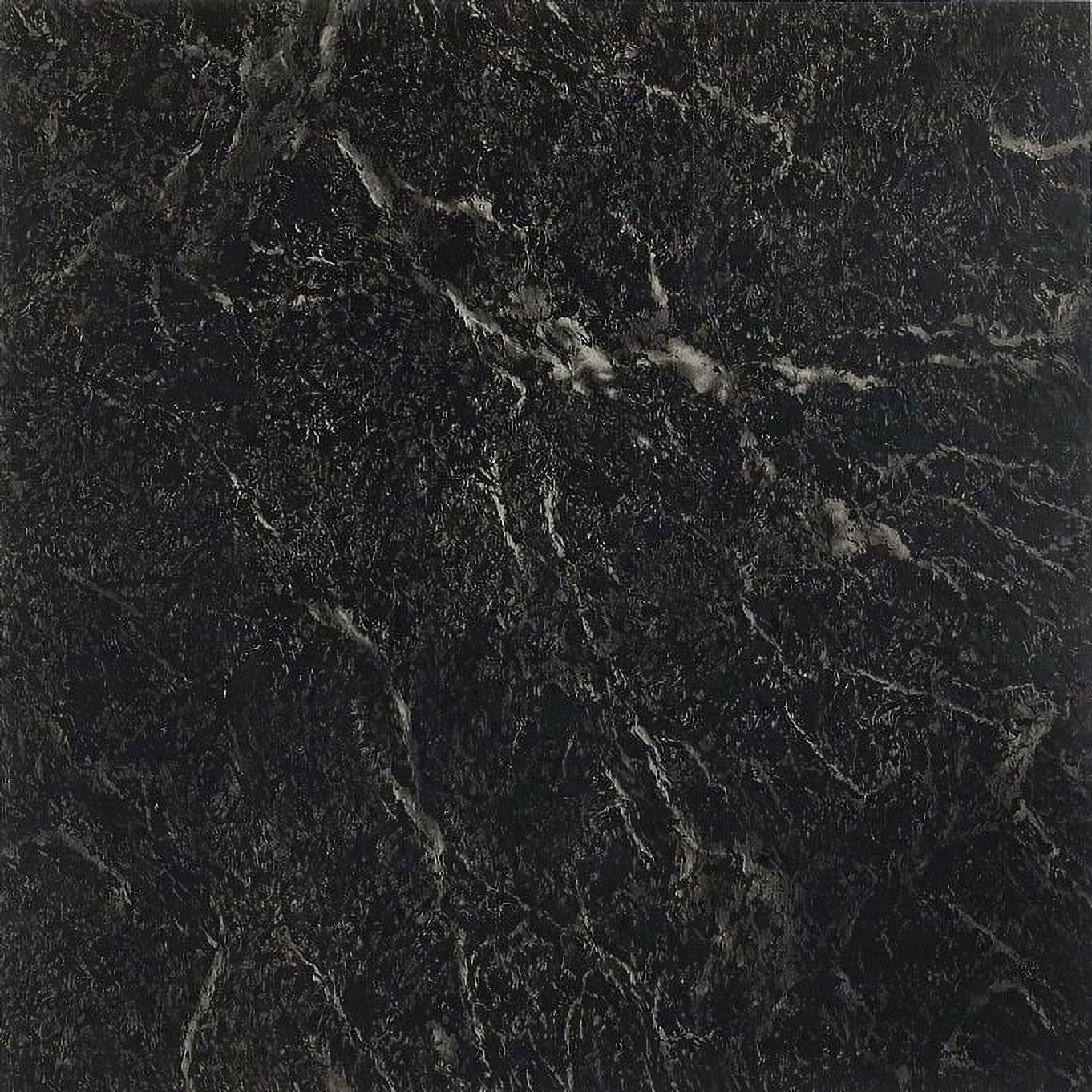 Solid Marble Black & Gray Marble Vinyl Floor Tiles Self Stick Peek Flooring 12'' x 12'' 5Pack