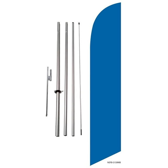 Solid Marina Blue Advertising Feather Banner Swooper Flag Sign with Flag Pole Kit and Ground Stake