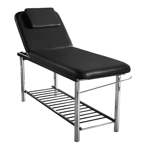Solid Massage Table, Bed; Metal Frame With Towel Holder in Black