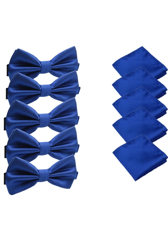 Solid Matching Pre-Tied Bow Tie and Pocket Square Sets for For Weddings and Formal Events