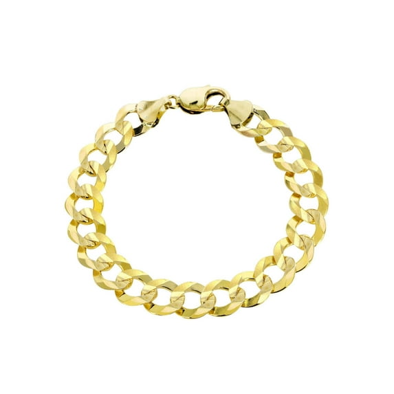 Solid Mens Cuban Curb Link Bracelet 10K/14K Yellow Gold