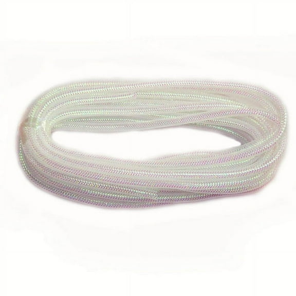 Solid Mesh Tubing Deco Flex Ribbon, 8mm or 3/8-Inch, 10-Yard, Iridescent White