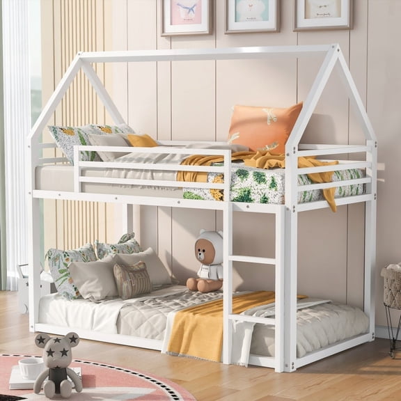 Solid Metal Frame House Bunk Bed - Safe Sleep