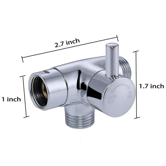 Solid Metal G1/2 3-Way Shower Arm Diverter (Chrome) - Universal Replacement Part for Bathroom Handheld & Fixed Shower Heads