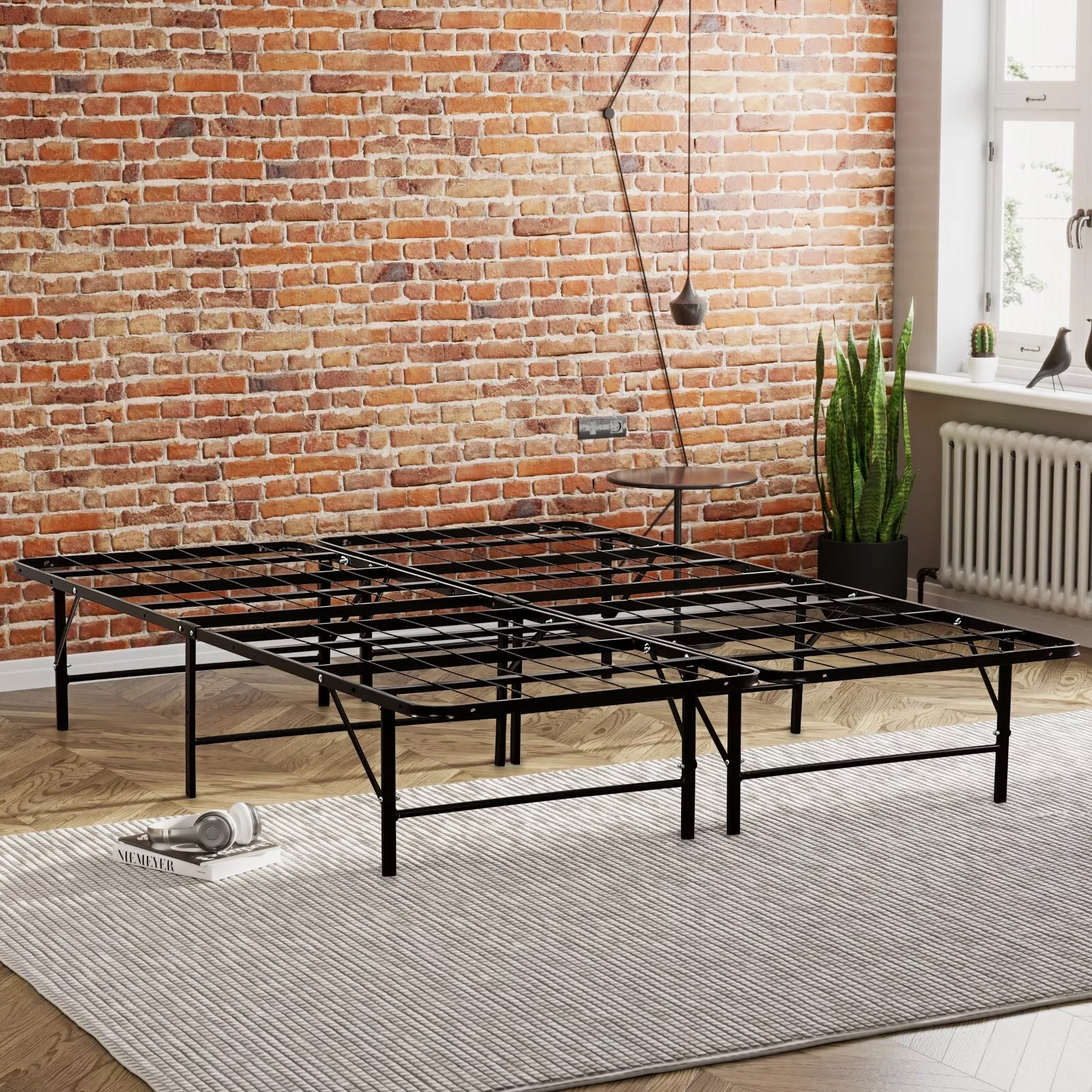 Solid Metal Platform Bed Base Queen Size Mattress Foundation Bed Frame ...