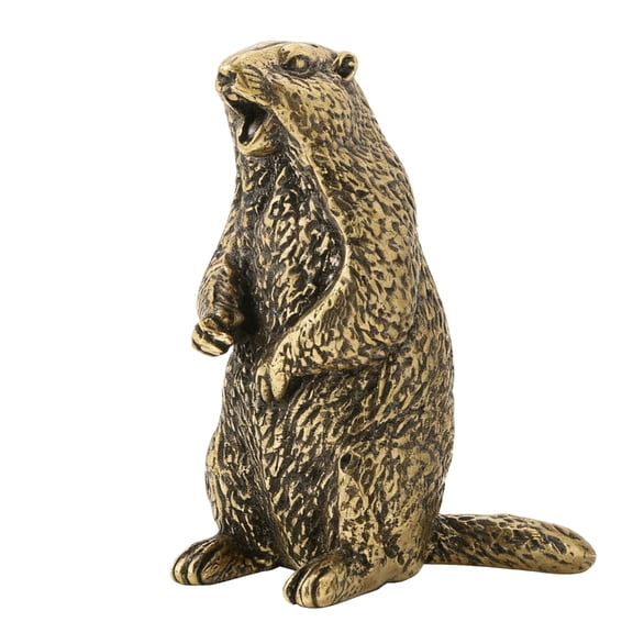 Solid Metal Screaming Groundhog Statue With Intricate Carving Standing Animal Decors For Bookshelves Mantels Ornament