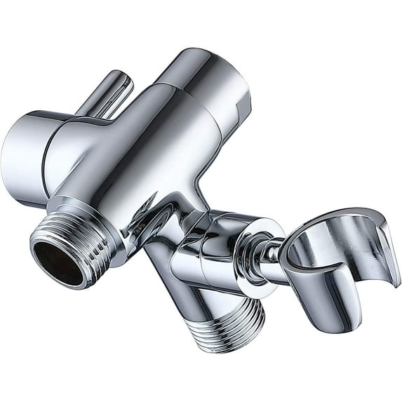 Solid Metal Shower Arm Diverter with Handshower Mount for Hand Held Showerhead and Fixed Spray Head ∣ G 1/2 3-Way Bathroom Universal Shower System Replacement Part (Silver)