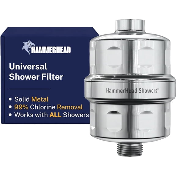 Solid Metal Shower Head Filter KDF 55 Shower Filter, High Pressure Universal Shower Filters to Remove Toxic Chemicals Removes Chlorine and Heavy Metals Chrome