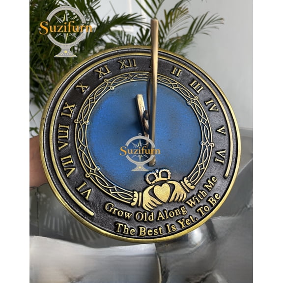 Solid Metal Sundial Grow Old with Me Garden Sundial