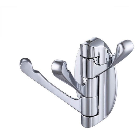 Solid Metal Swivel Hook Heavy Duty Folding Swing Arm Triple Coat Hook with Multi Three Foldable Arms Towel/Clothes Hanger for Bathroom Kitchen Garage Wall Mounted Brushed Nickel