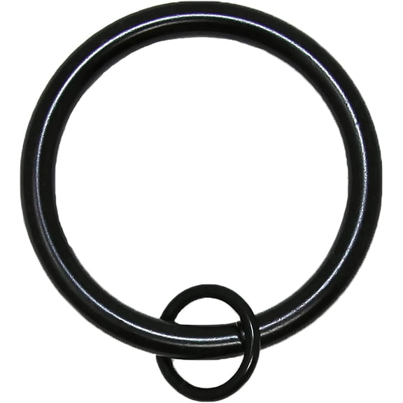 Solid Metal Window Drapery Curtain Panel Ring with Eyelet, 1.5" Inner Diameter, Fits Up to 1.25" Rod, Set of 7 - Black