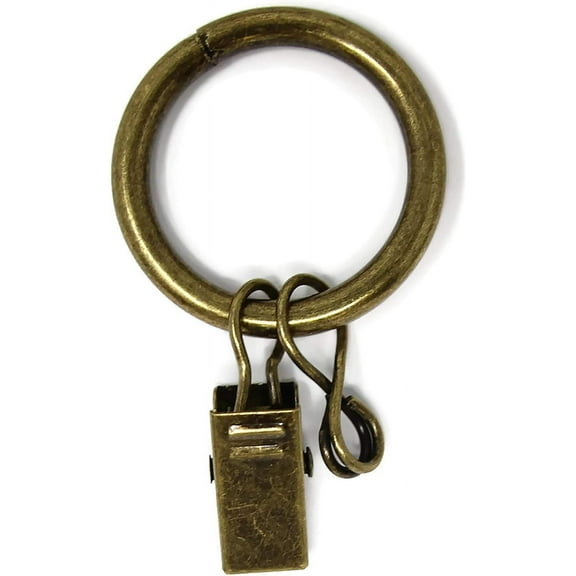 Solid Metal Window Drapery Curtain Panel Ring with Eyelet, 1" Inner Diameter, Fits Up to 3/4" Rod - Set of 20, Antique Brass
