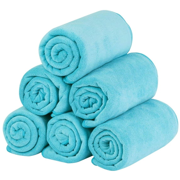 JML Microfiber Bath Towels, Bath Towel Sets 6 Pack(27" x 55") - Extra Absorbent, Fast Drying, Multipurpose for Bath, Swimming, Fitness, Sports, Yoga, Aquamarine