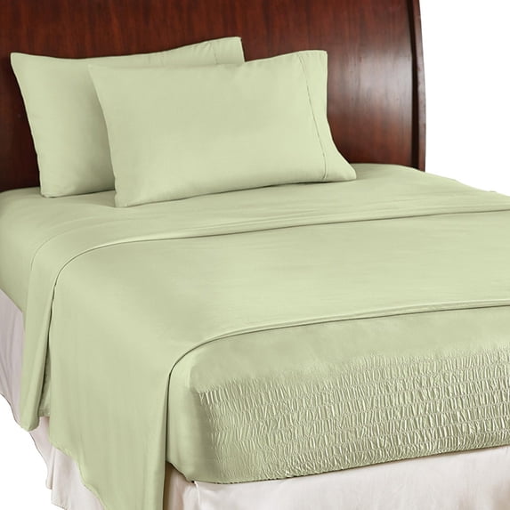 Collections Etc Bed Tite Soft Microfiber Sheet Set - Includes Flat Sheet, Fitted Sheet, and 2 Pillow Cases, Sage, Full
