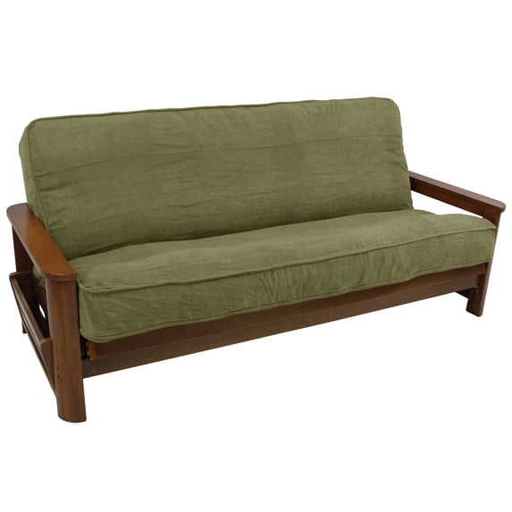 Solid Microsuede Double Corded 8 to 9-inch Full Futon Cover - Sage Green