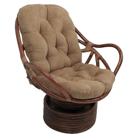Solid Microsuede Swivel Rocker Chair Cushion, " x 24", Java