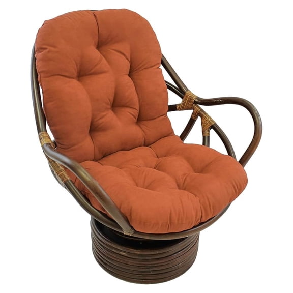 Solid Microsuede Swivel Rocker Chair Cushion, " x 24", Spice
