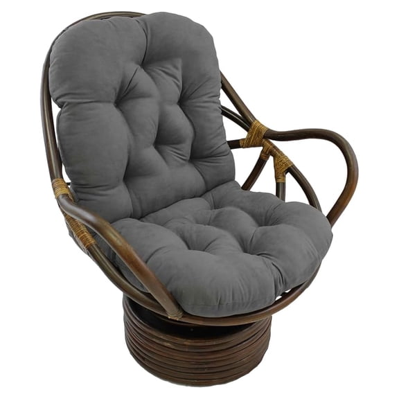 Solid Microsuede Swivel Rocker Chair Cushion, " x 24", Steel Grey