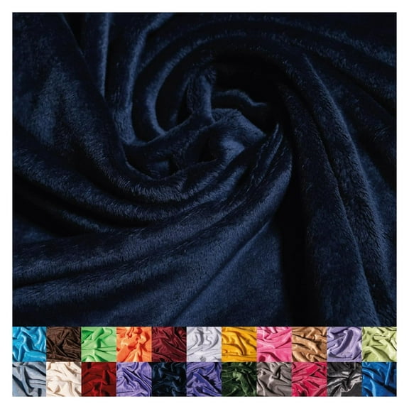 Solid Minky Fabric by The Yard - Soft, Smooth and Luxury 58/60" Extra Wide Aqua Minky Fabric for Blankets, Apparel, Baby Accessories, Throws, Pillows & More - Navy Blue - 10 Yards