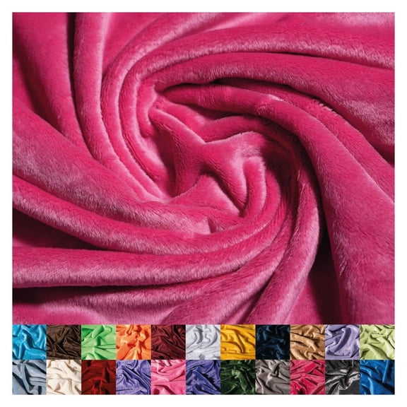 Solid Minky Fabric by The Yard - Soft, Smooth and Luxury 58/60" Extra Wide Hot Pink Minky Fabric for Blankets, Apparel, Baby Accessories, Throws, Pillows & More - Hot Pink - 4 Yards
